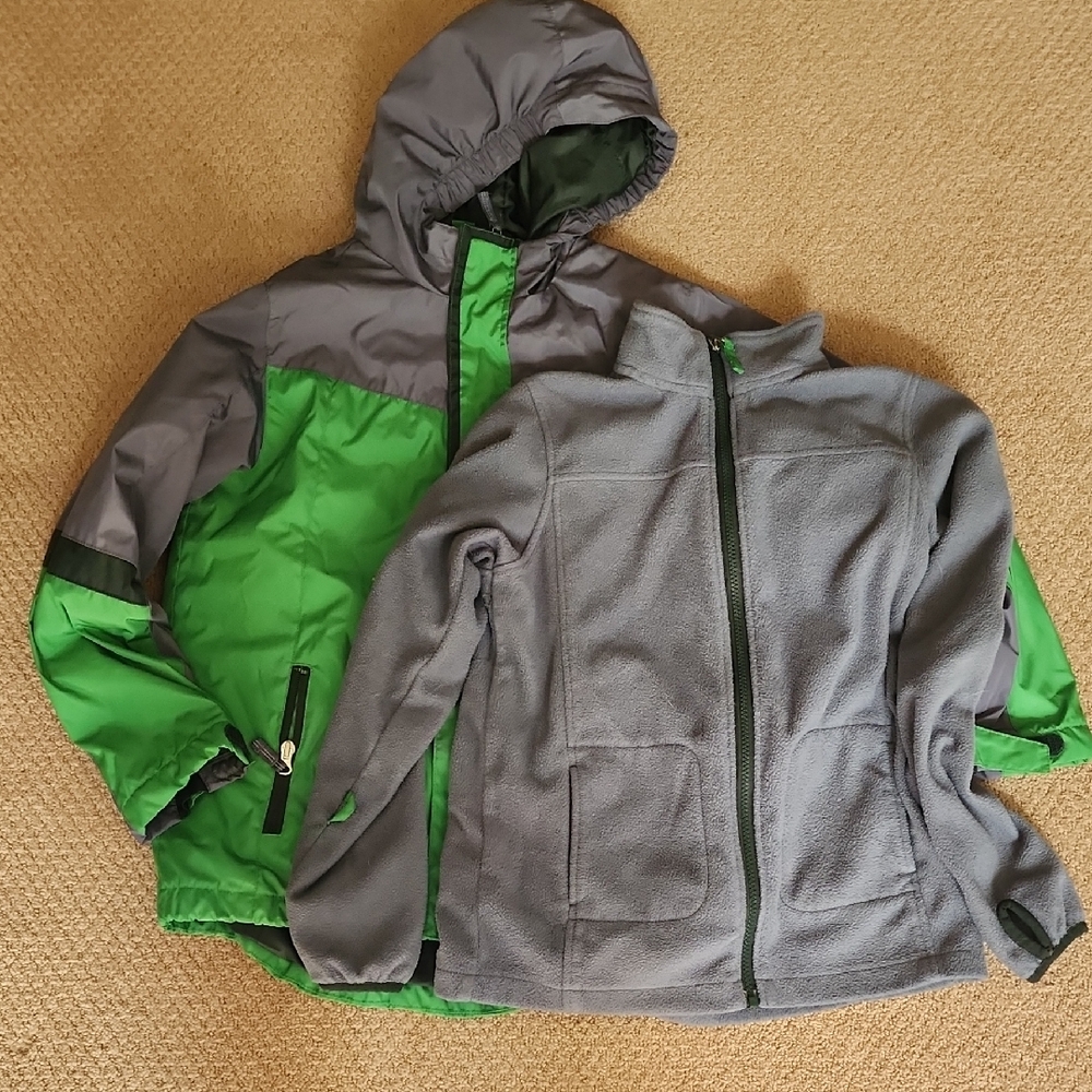 Lands' End Olive and Charcoal Fleece Jacket